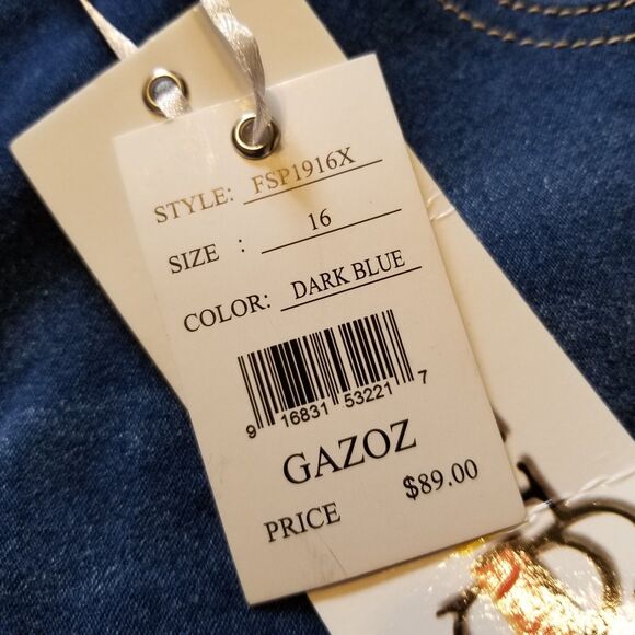 Gazoz Women's Size 16 Dark Blue Distressed Ripped Jeans With Side Stripes - Picture 4 of 14